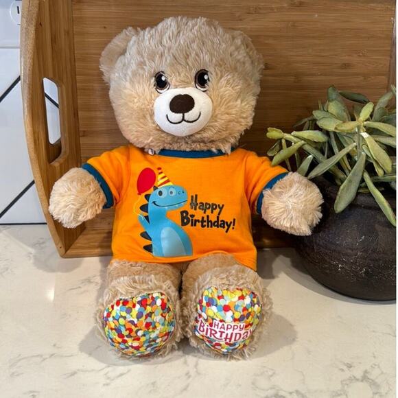 Build A Bear Happy Birthday Bear Plush 15” Stuffed Animal With Dinosaur Shirt - Picture 1 of 7